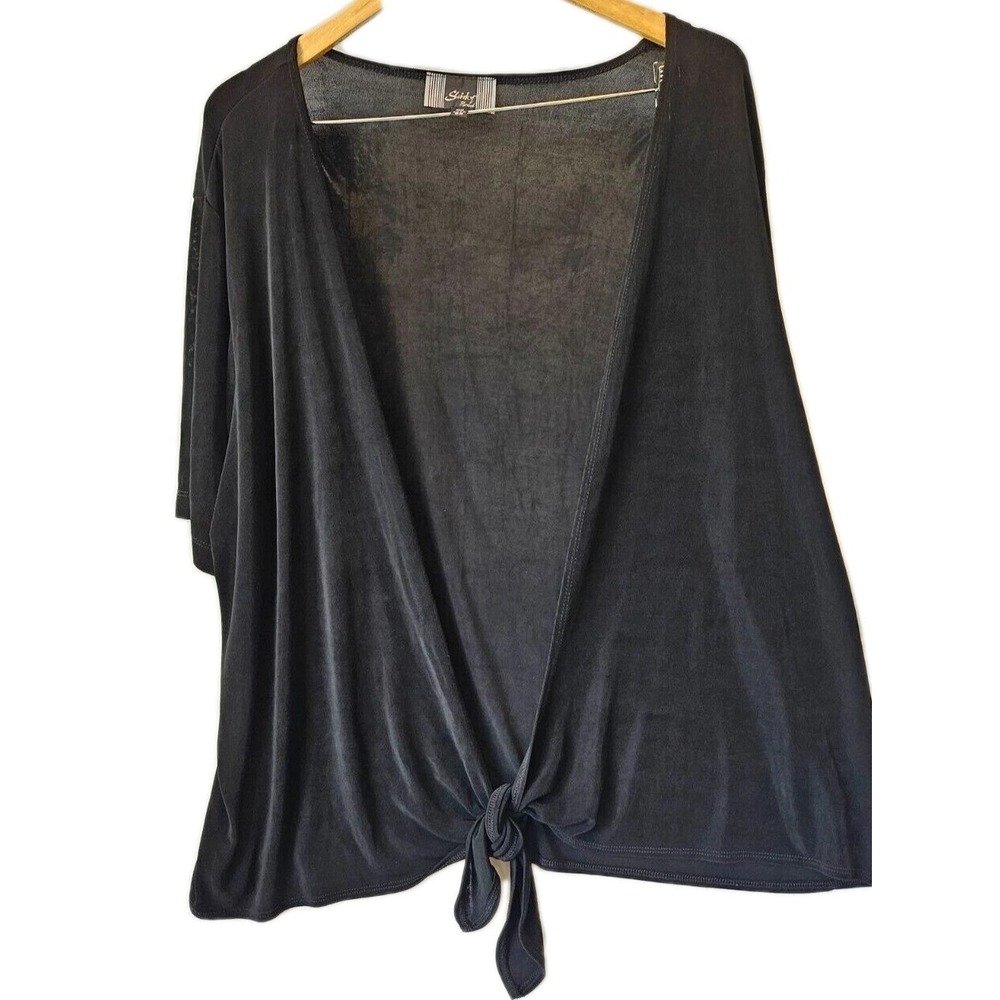 Slinky Brand Black Long Sleeve Open Front Cardigan SZ 2XL Casual Workwear Party